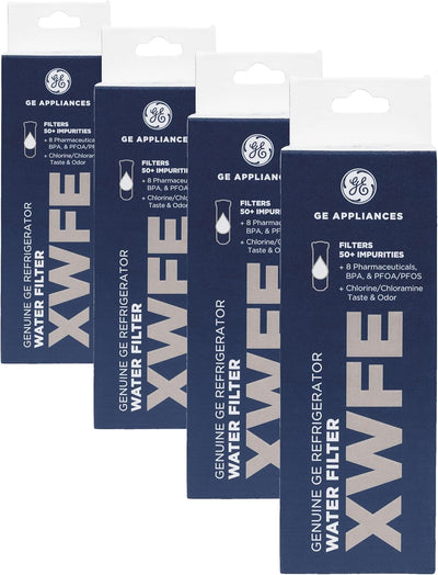 Multiple packages of GE Appliances water filter XWF6 on a white background